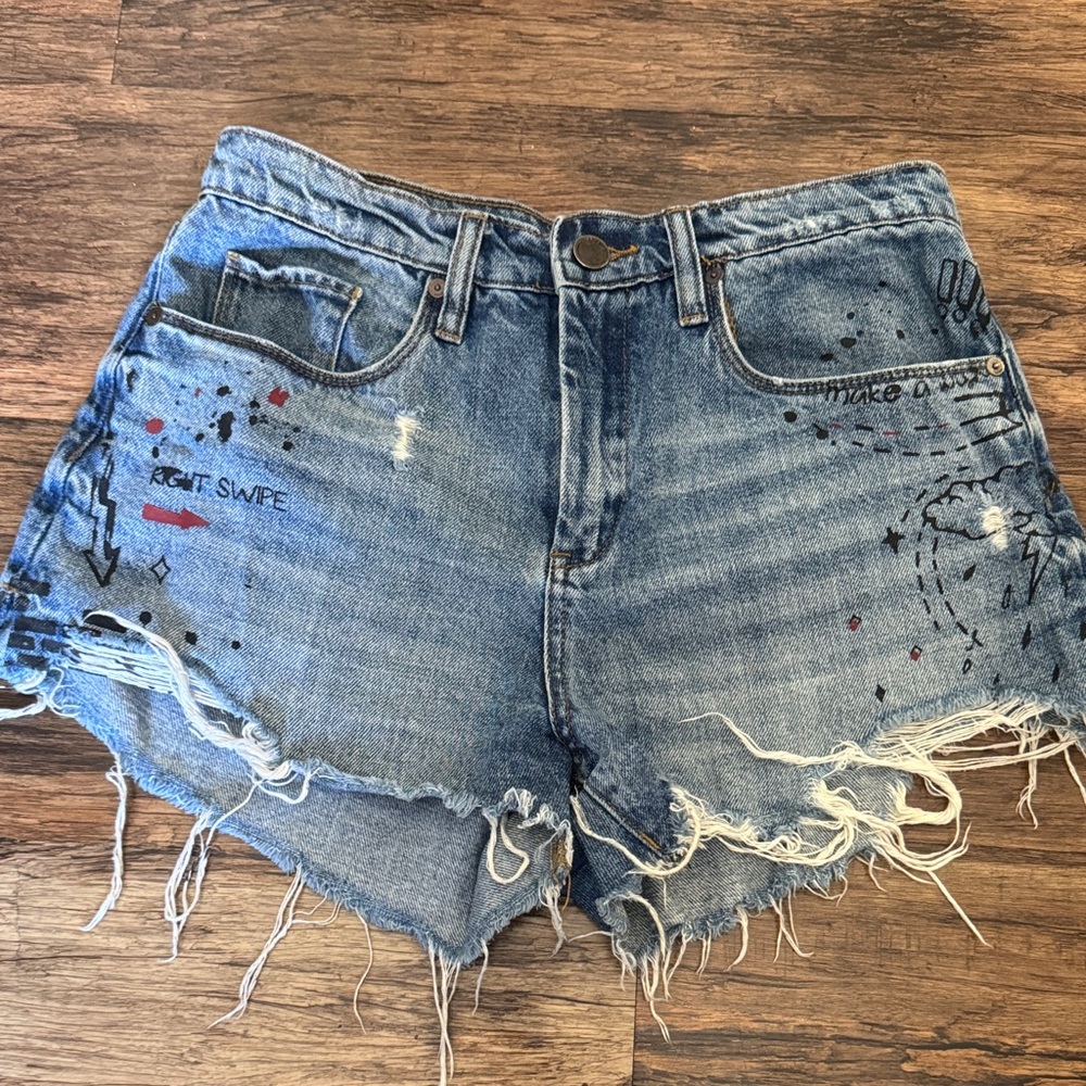 Distressed Blue Denim Shorts